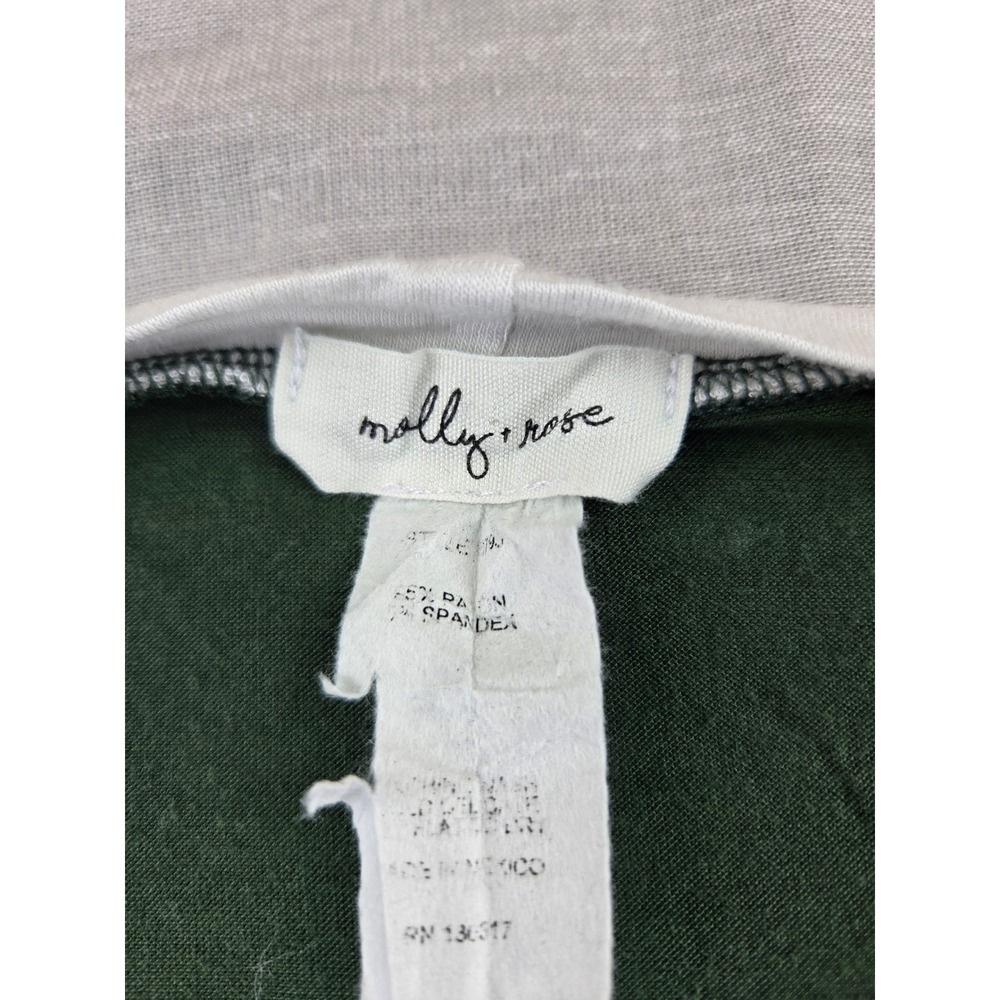 Molly + Rose Womens Green White Ringer Tee Short Sleeve Rayon Spandex Top S - Picture 3 of 10